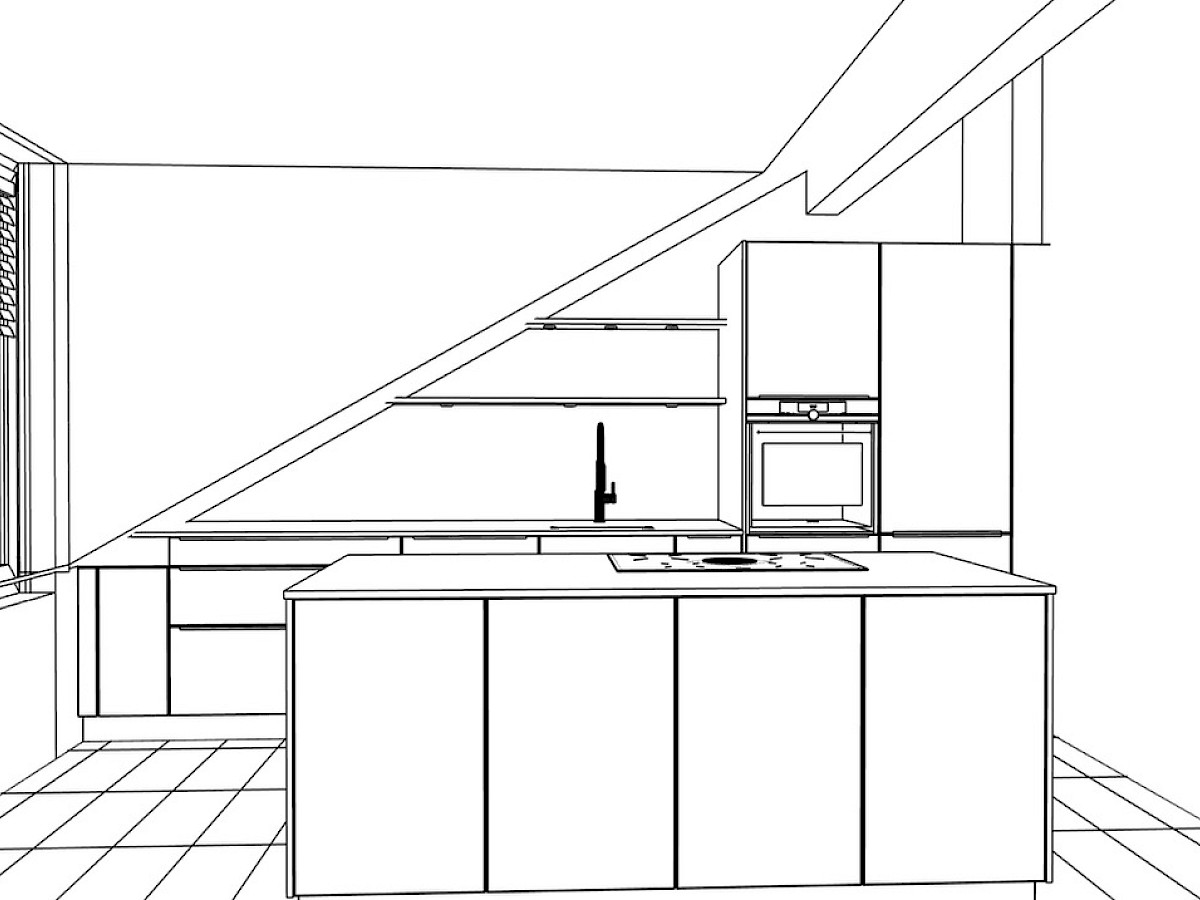 Küche Klein - grifflose Küche